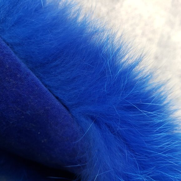 Vintage Genuine Fox Fur Headband Adjustable Size Royal Blue - Picture 12 of 14